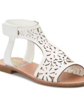 White Floral Geometric Cutout Gladiator Sandals (Rachel Shoes) | Girl Size 9